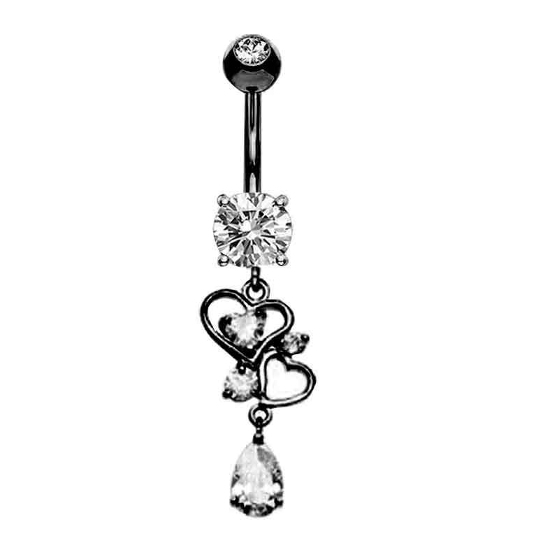 Inlay Design 1 Piece Belly Rings Simple Style Heart Shape Metal Inlay Zircon