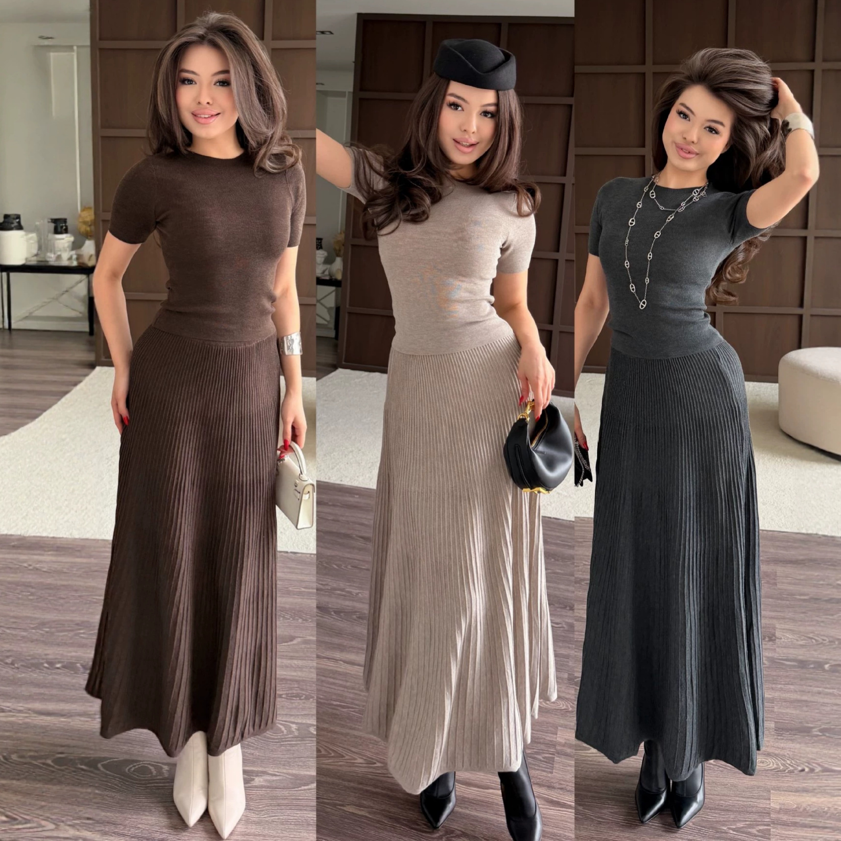 Everyday European and American Amazon 2026 Summer New Collection: Round Neck Short-Sleeve Casual and Stylish Versatile Ribbed Long Dress Set