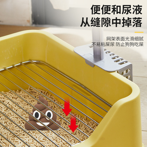 Pet Dog Litter Box with Stainless Steel Mesh Frame, Anti-Stepping and Anti-Urinating, Suitable for Small and Medium Dogs