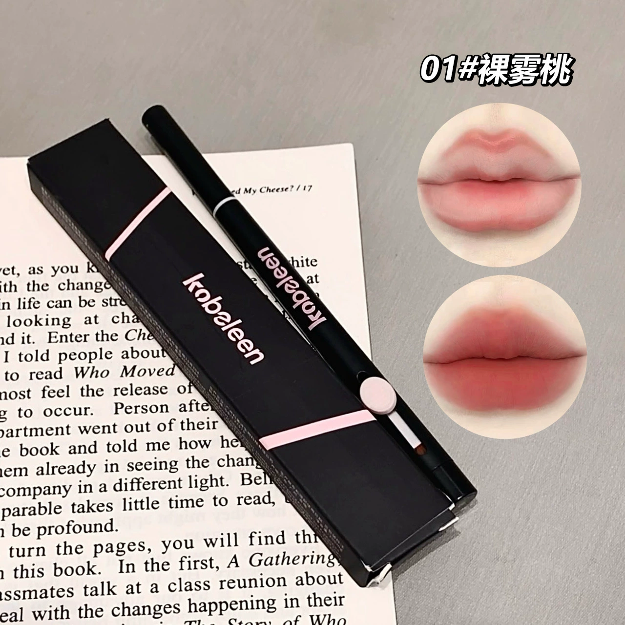 Double-sided three dimensional lip pencil, matte lipstick, plump lips effect, contouring