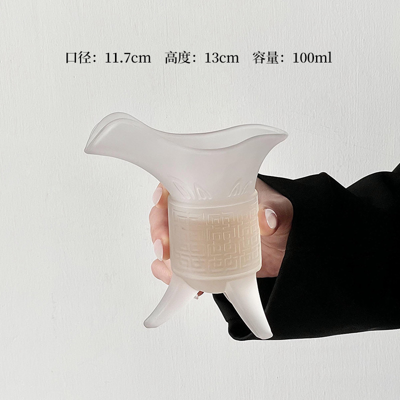 ins创意搞怪秦始皇奶茶杯玻璃杯帝王杯古代三足杯仿古爵杯酒杯子|undefined