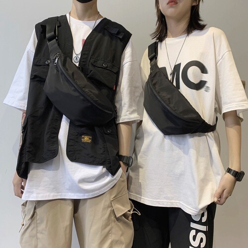 Japanese-style trendy chest bag for men, versatile crossbody bag for women, Instagram-inspired streetwear casual waist pack, and sporty single-shoulder bag