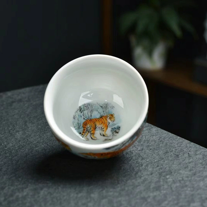 Big ceramic tea cup for home use, hand painting