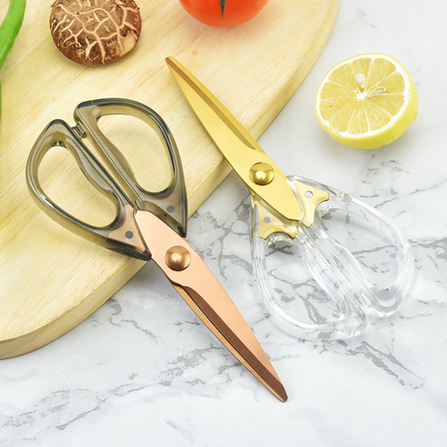 Transparent Acrylic Kitchen Shears, Household Stainless Steel BBQ Shears, Meat Shears, Chicken Bone Shears, Kitchen Shears