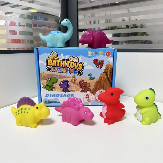 Cross-Border touch light-emitting dinosaur vinyl children's bathroom bathhouse mermaid induction water playing animal water playing toy