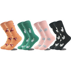 Foreign trade cross-border models Spring, Autumn and Winter ladies cartoon animal mid-calf socks cotton socks manufacturers wholesale