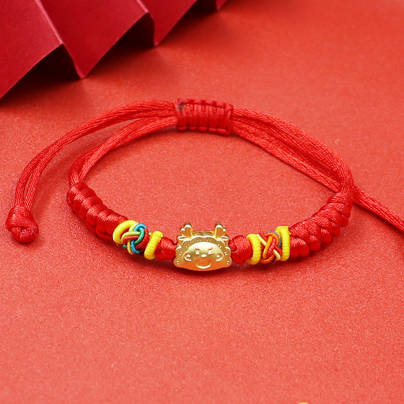 Dragon año Zodiaco año dragón rojo cuerda pulsera doce Zodiaco dragón pareja suerte cuentas pulsera tejida a mano