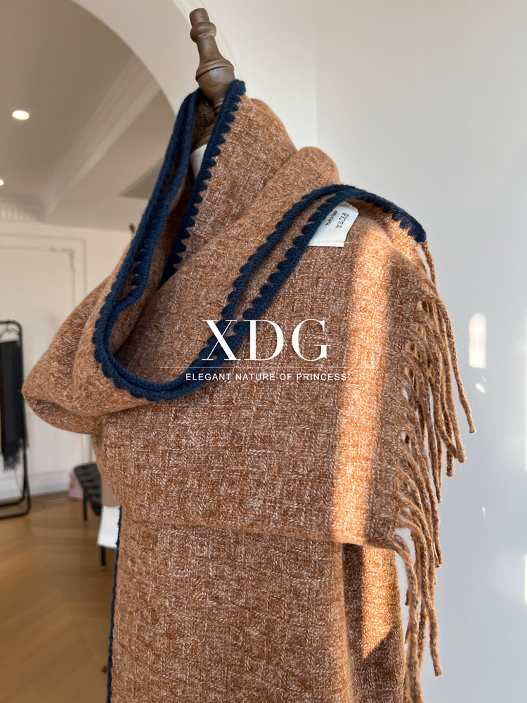 Damen Strickschal, Weicher Wollschal In Kontrastfarben Für Winter_voghion.com