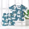 Short -sleeved blue bear white bear