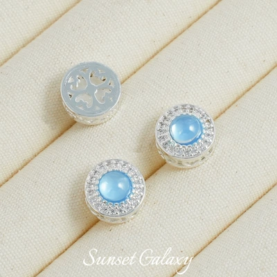 18k Gold Plated Aquamaro Zərgərlik ara hissələri - silver-round-one-piece