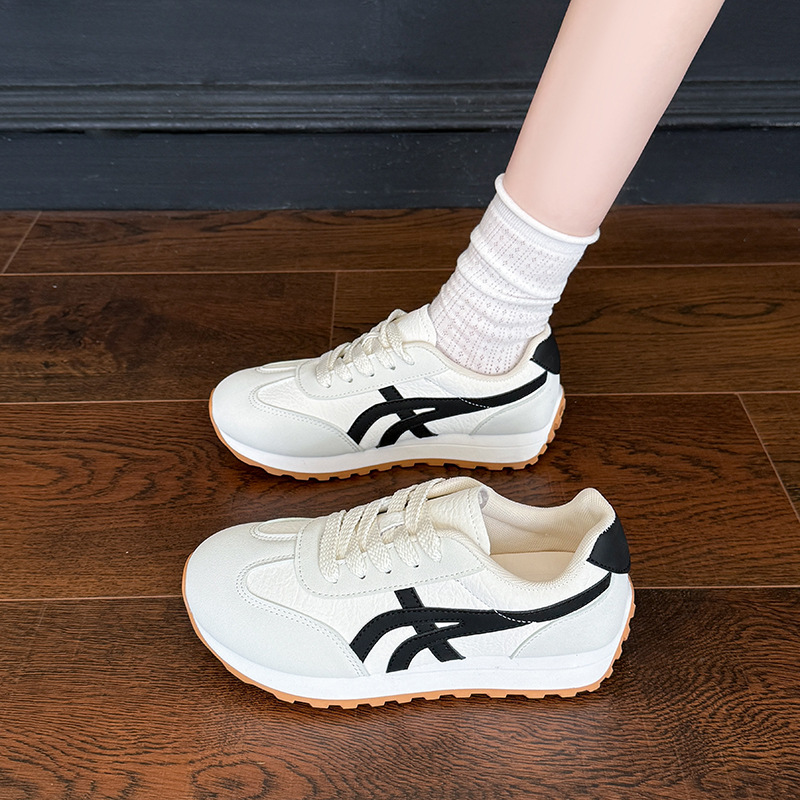 Lazos de moda retro Gump zapatos de otoño 2025 nuevos zapatos blancos casuales de mujer transpirables zapatos deportivos de entrenamiento