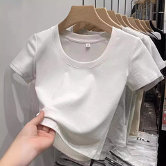 40本94綿精練綿生放送品質u襟半袖tシャツ女性夏の新モデル