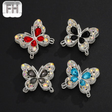 可穿笔直孔合金蝴蝶摩卡双面水晶蝴蝶 DIY手机钥匙扣项链配件