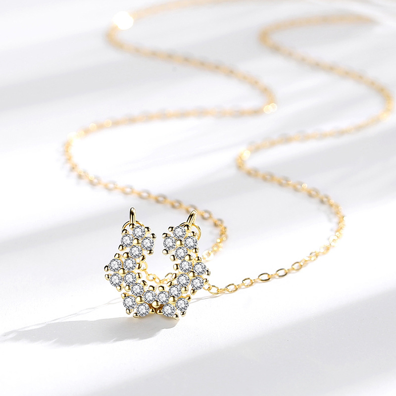 Collar de copo de nieve transfronterizo europeo y americano de moda para mujer nueva plata esterlina s925 Diamante incrustado circón Flor de hielo Cadena de clavícula Accesorios