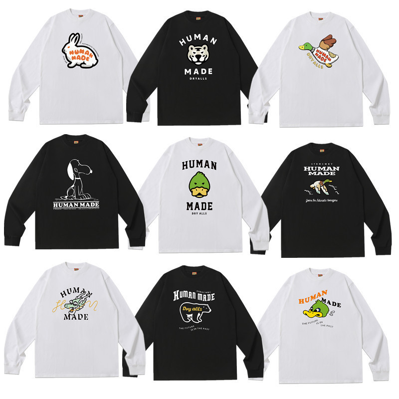 Cross-Border Foreign Trade Japanese Style Collection Hm Autumn and Winter Long-Sleeve Tops Casual Cartoon Print Trendy Brand Couple Outfits