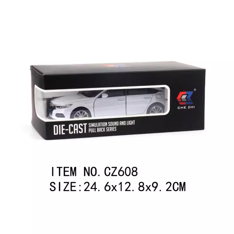 Coche a modelo de coche 1:24 coche de aleación Honda Accord de décima generación con sonido y luz, coche de juguete, modelo de sonido