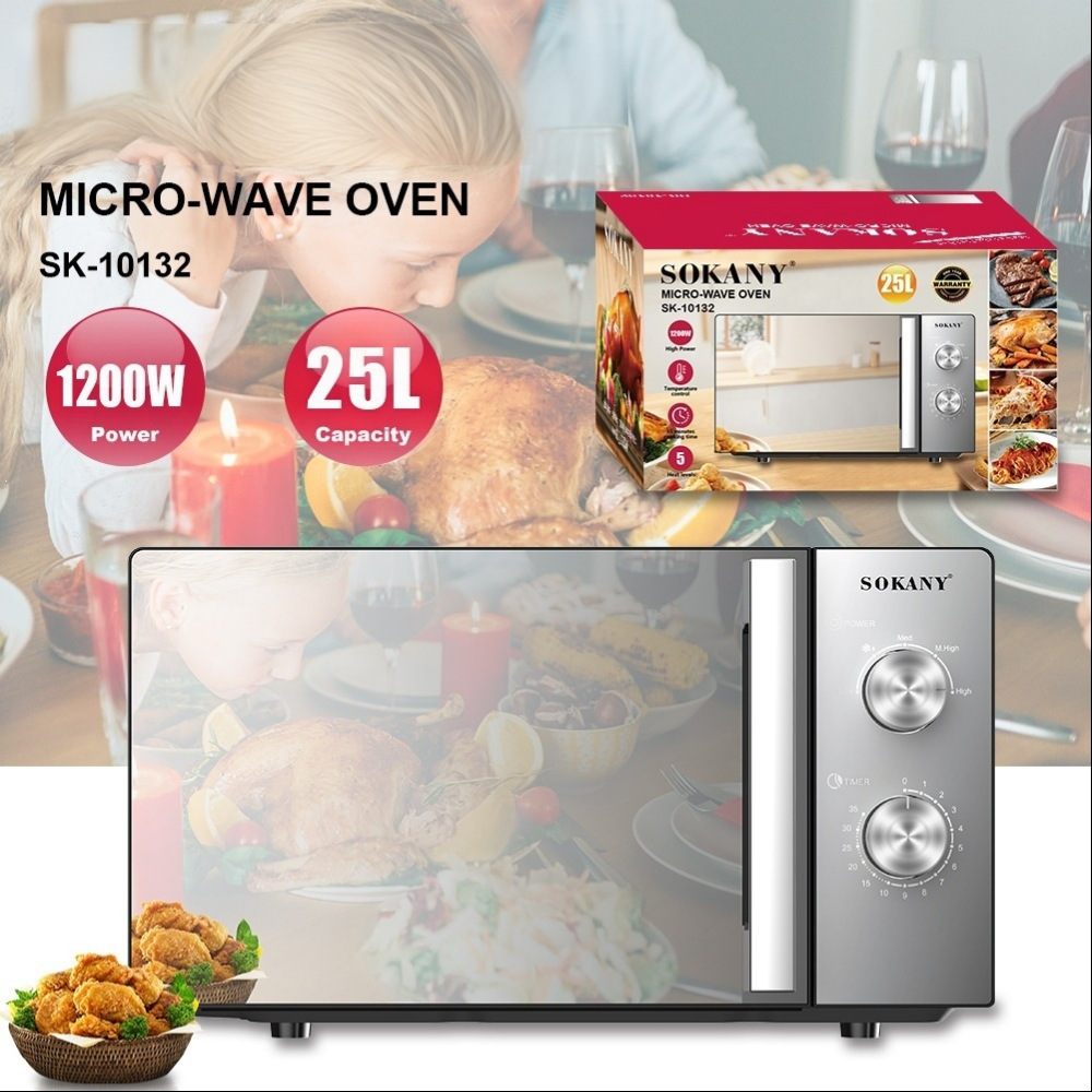Transfronterizo 110V horno de microondas estándar doméstico metal 25L horno de microondas 1200W horno de microondas de temporización