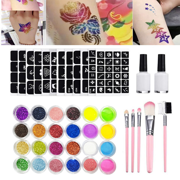 Summer new diamond glitter tattoo suit semi-permanent luminous color stage makeup holiday simple makeup Summer new diamond glitter tattoo suit semi-permanent luminous color stage makeup holiday simple makeup