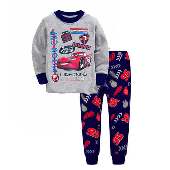 22 Spring and Autumn New Cartoon Car Story Small and Medium-sized Men's Long-sleeved Suit Home Clothes Autumn Clothes Base Shirt