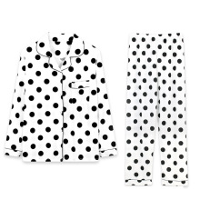 外贸pajamas跨境长袖春秋牛奶丝开衫女士衬衫睡衣家居服sleepwear