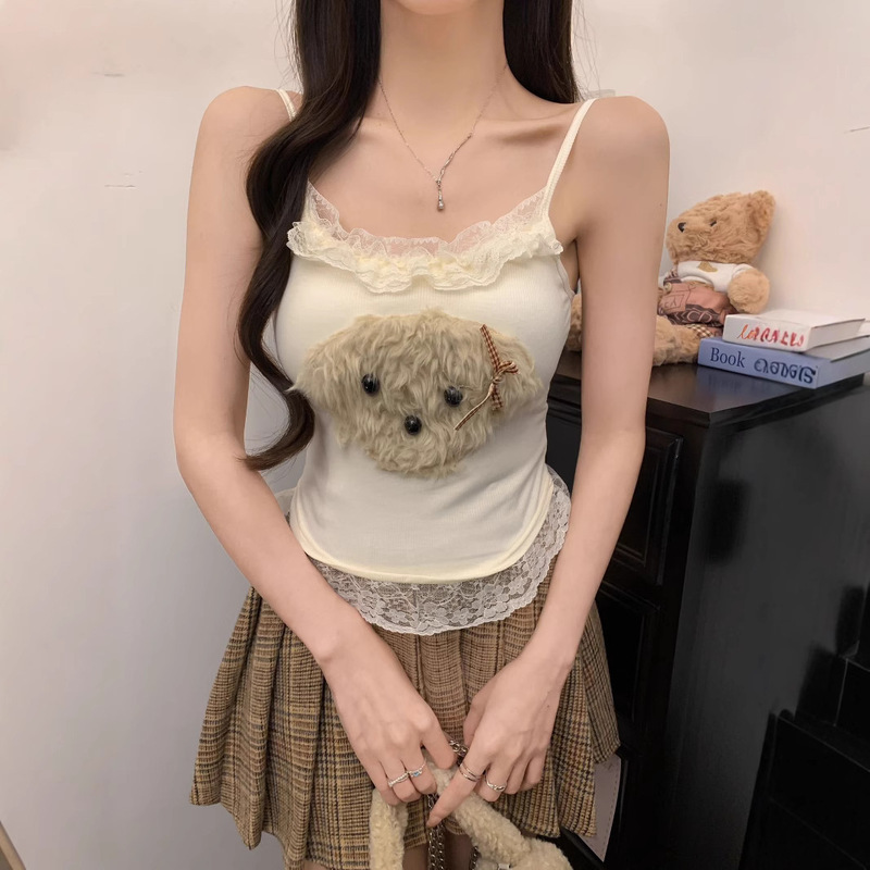 790 # Purely Sensual Sexy Camisole for Women with Chest Pads, Lace Splicing, Slim Fit, Flattering Base Layer Top