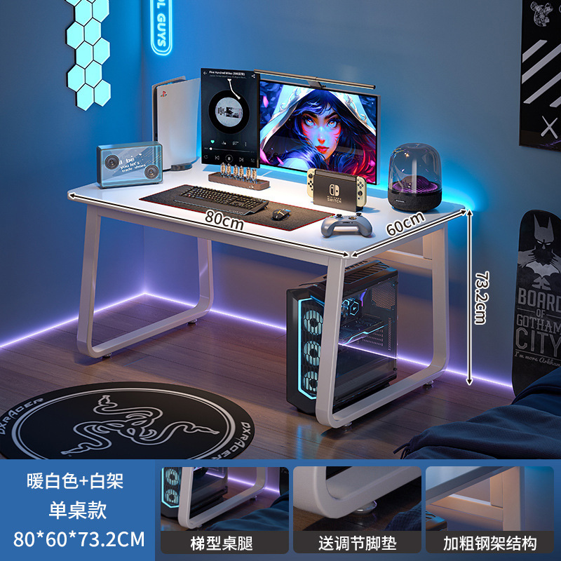 Tablero de agujero Escritorio de computadora Escritorio de mesa de deportes electrónicos de color nogal Dormitorio Escritorio para el hogar Estantería Escritorio integrado Escritorio