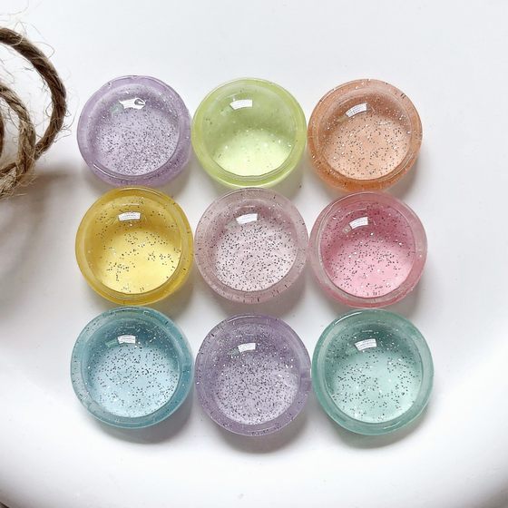 Transparent thin flash round resin accessories diy shoe flower phone case hair accessories patch semicircle satellite