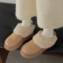 洋气舒适保暖加厚雪地毛毛鞋2025松糕厚底中跟百搭绒面厚绒棉鞋女