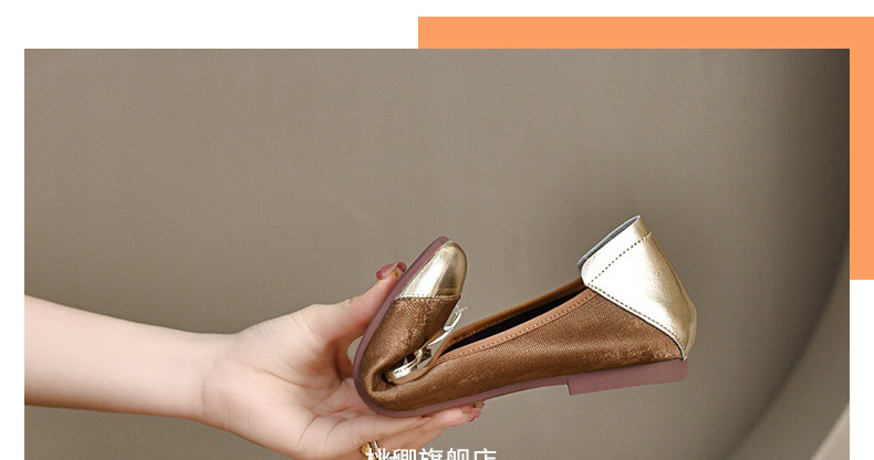 Giày lười nữ mũi tròn da mềm đế bệt xỏ chân — Màu Sâm panh chi tiết 30