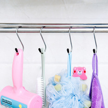 4个装S型挂钩浴室不锈钢钩金属衣架挂钩多功能无痕横杆便携置物钩