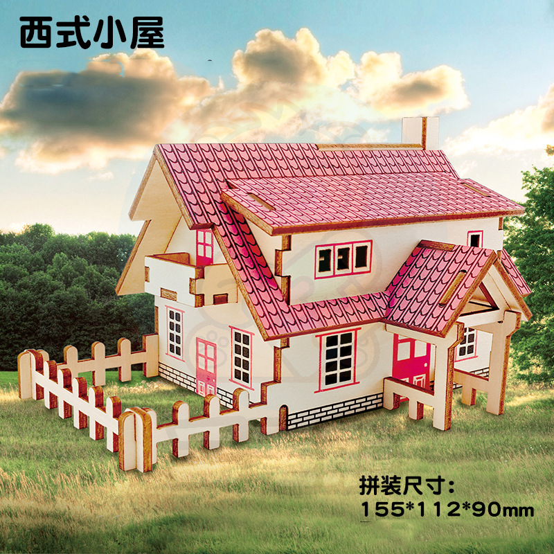 3D rompecabezas de madera rompecabezas tridimensional modelo de rompecabezas para niños edificio de estilo nacional bloques de construcción de alta dificultad montaje de juguete