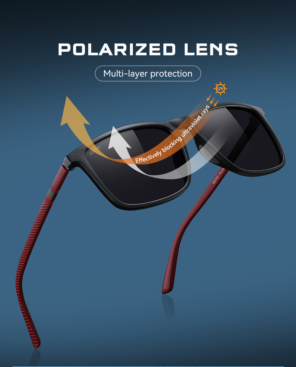 KDEAM New Large Size Square Polarized Sunglasses Outdoor UV Protection Fishing Driving Glasses KD705-PLUS