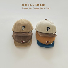 秋南 婴儿帽子秋冬2025新款韩版P字母婴幼儿棒球帽宝宝鸭舌帽批发