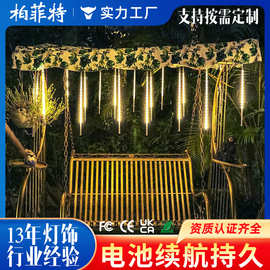 LED装饰灯太阳能 流星雨灯挂树灯彩灯圣诞节户外防水流星雨流水灯
