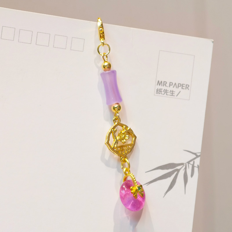 国民スタイル合金竹フレッシュピンクフラワーペンダント中国ベルペンダント古代スタイルチャイナ韓服衣類アクセサリー