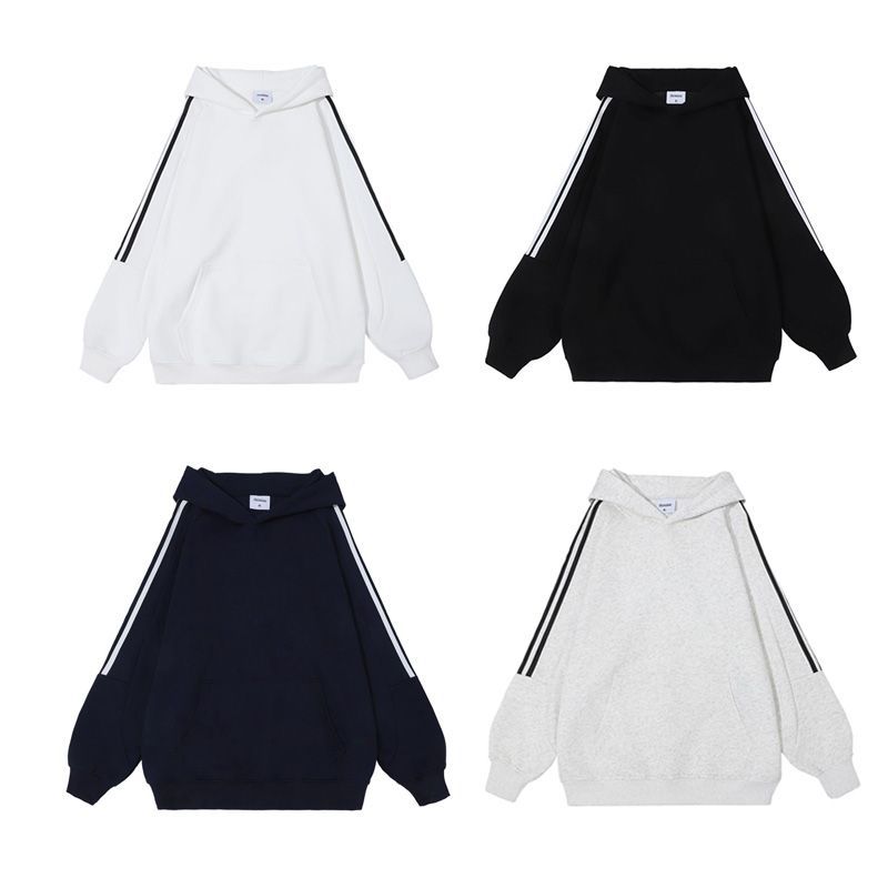 ZM831 Casual Top, Versatile Trendy Hoodie, Unisex, Three-Stripe Couple Style