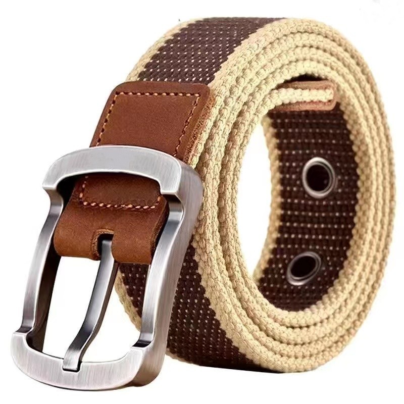 Canvas belt men's and women's belt casual pants with Korean style student pin buckle youth military training Belt in stock