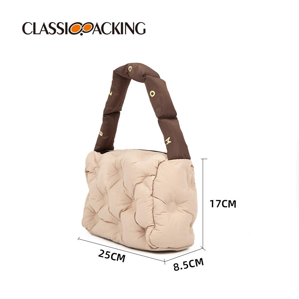 2024 bolso lleno de algodón de gran capacidad nuevo bolso de pastel de huevo bolso de viajero de diseño de nicho suave con logotipo impreso