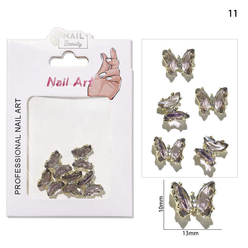 Accesorios de mariposa de uñas aurora uñas joyas de metal accesorios de uñas joyas de diamantes de imitación de uñas joyas pequeñas