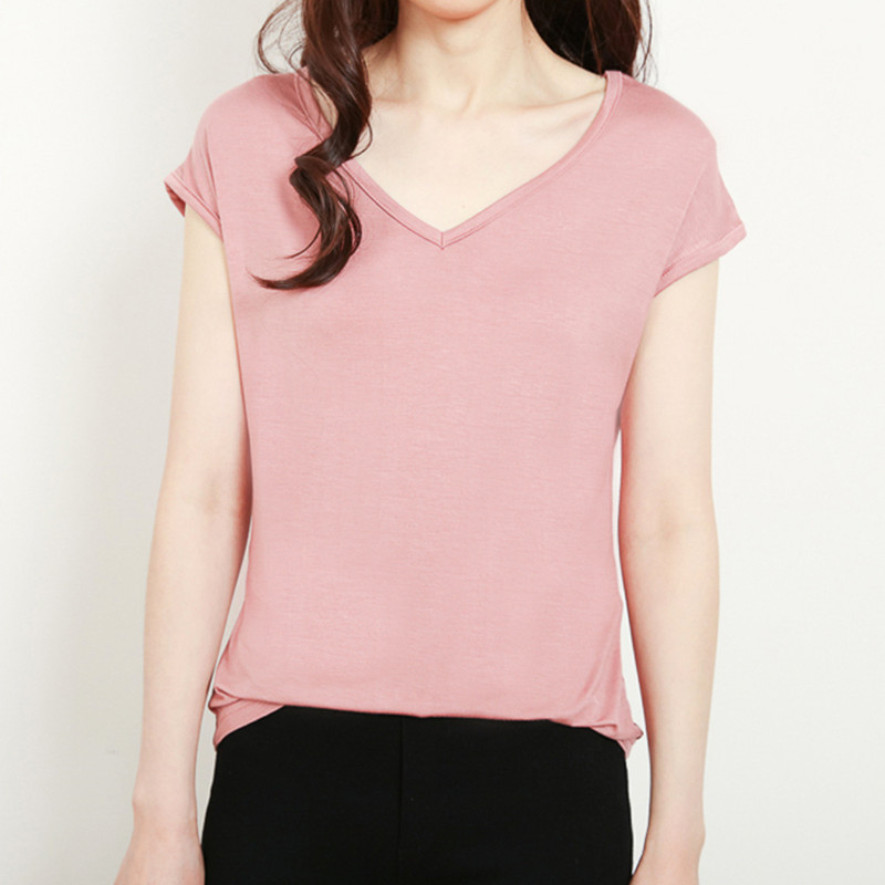 夏の薄いモデルのモーダルの袖なしのtシャツの女性vネックの半袖の上着のゆったりした大きいサイズのベストのカジュアルな純色の底のシャツ