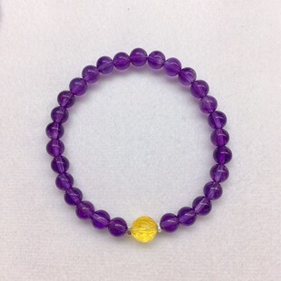 6mm natural amethyst bracelet crystal transparent with natural beeswax Lotus beads S925