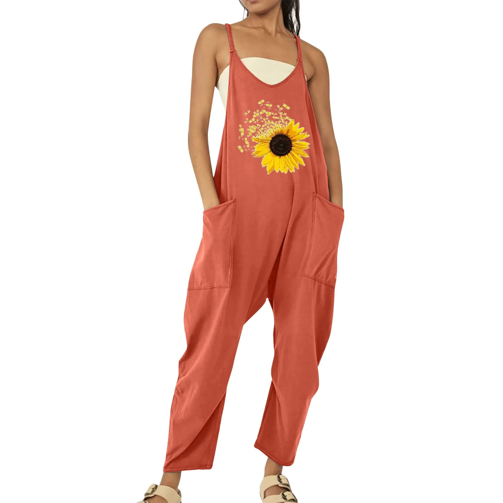 Ropa de mujer europea y americana 2024 verano nuevo estilo Amazon casual bolsillo tirantes de punto pantalones de una pieza pantalones con tirantes mujeres image 39