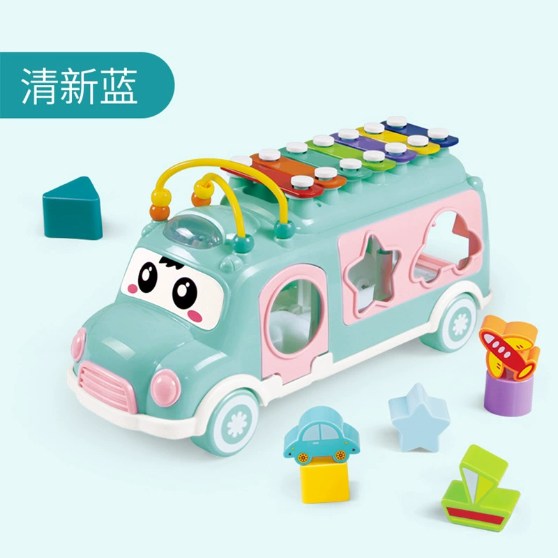Игрушка-детская музыкальная игрушка Apple Uncle Bus Piano Toy: детский металлофон и ударный инструмент для детей 6 месяцев - 3 лет, розовый или синий
