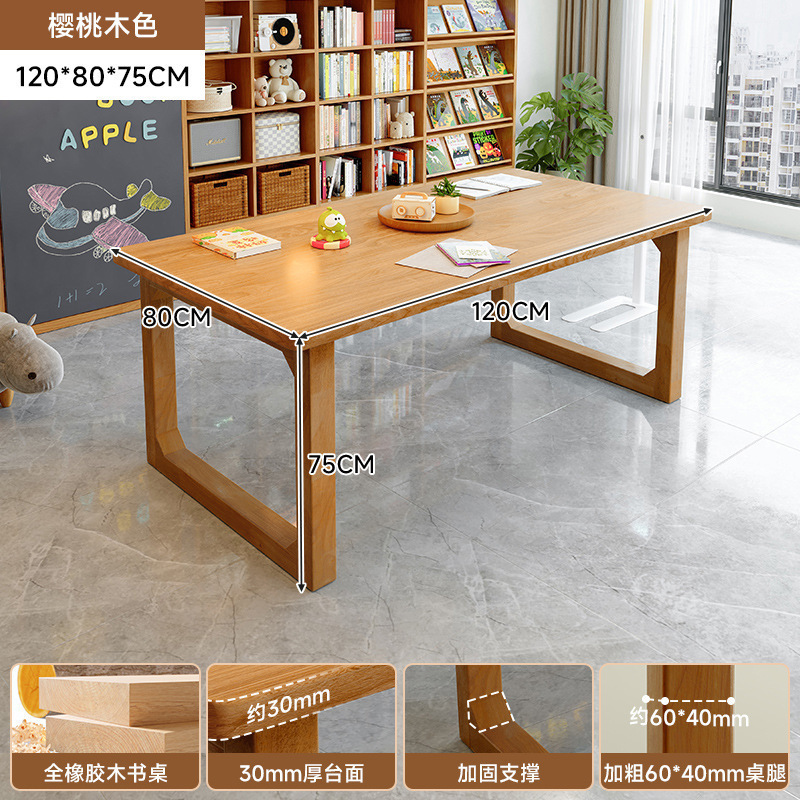 Mesa de escritorio de madera maciza para la sala de estar, escritorio largo, escritorio de lectura, escritorio de estudio, escritorio de computadora de barra larga para dos personas