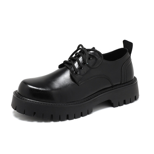 Leather shoes for men, British style, thick soles, heightening suits, retro spring and autumn shoes, business formal wear, round toe shoes 2135-T