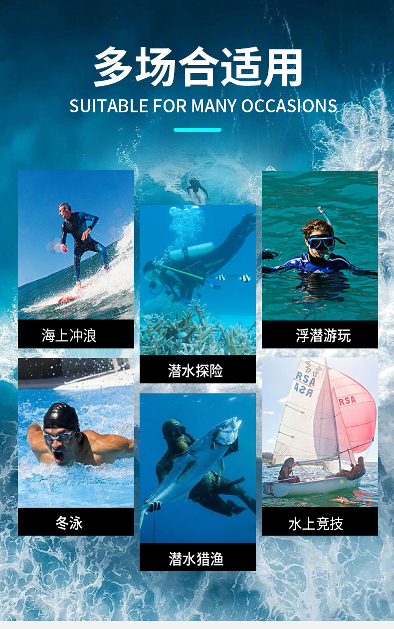 Description Picture 6 of item3MM Neoprene Wetsuit Hooded Men Surf Scuba Diving Suit Underwater Fishing Spearfishing Kitesurf Clothing WetSuit Equipment