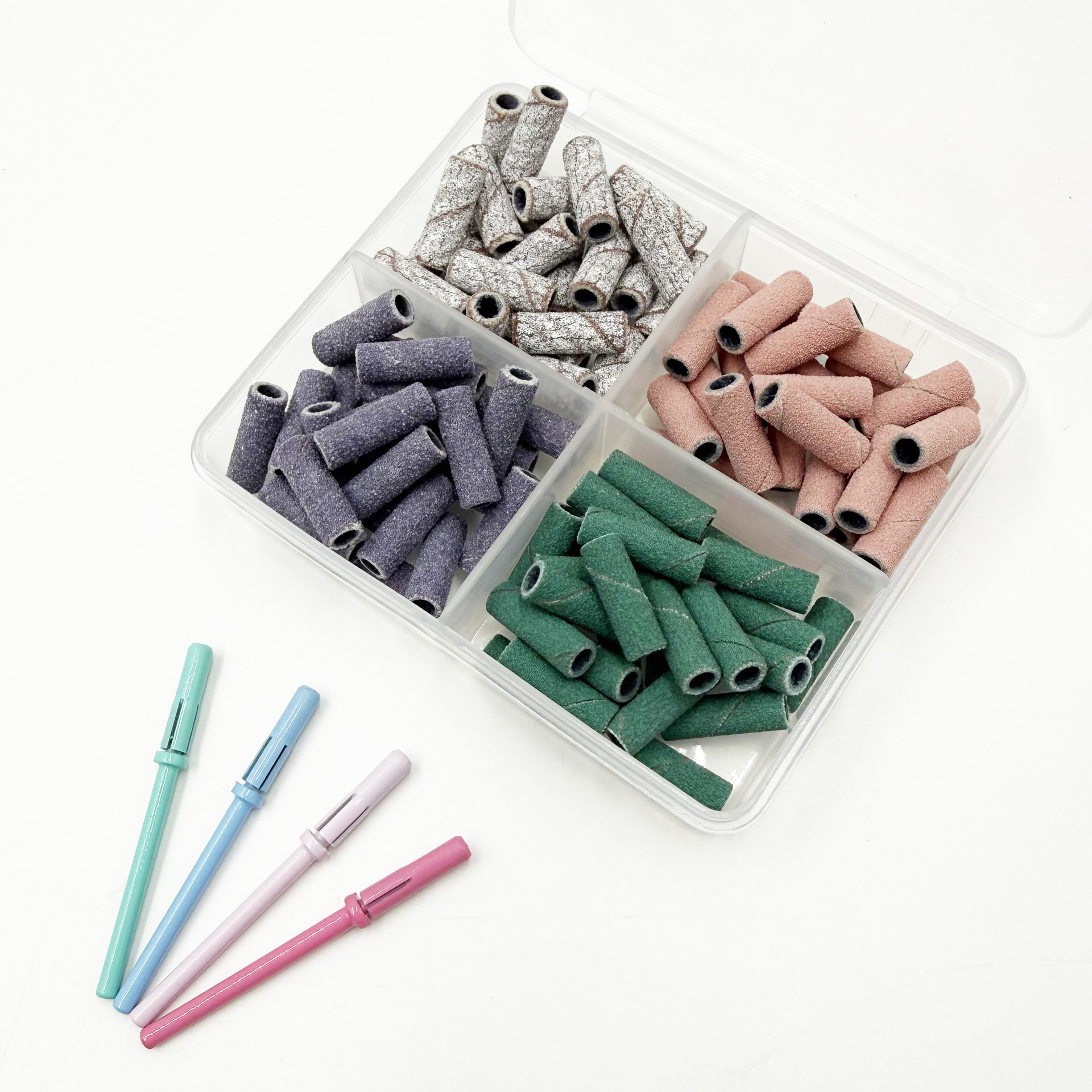 3.1mm Nail Art Sanding Rings Ceramic Sandpaper Non-Shedding Nail File for Removing Nail Polish and Grinding Cuticles Mini Shaft 4 Colors Nails