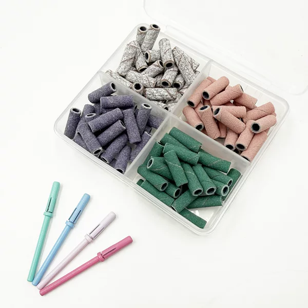 3.1mm Nail Art Sanding Rings Ceramic Sandpaper Non-Shedding Nail File for Removing Nail Polish and Grinding Cuticles Mini Shaft 4 Colors Nails