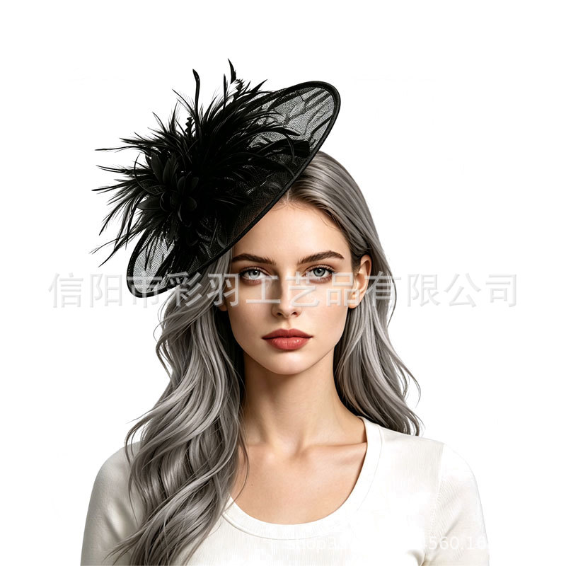 Cross-border best-selling headwear and hair accessories, hats, and hair accessories for the Horse Racing Festival, banquets, and parties, featuring feather decorations for an elegant look