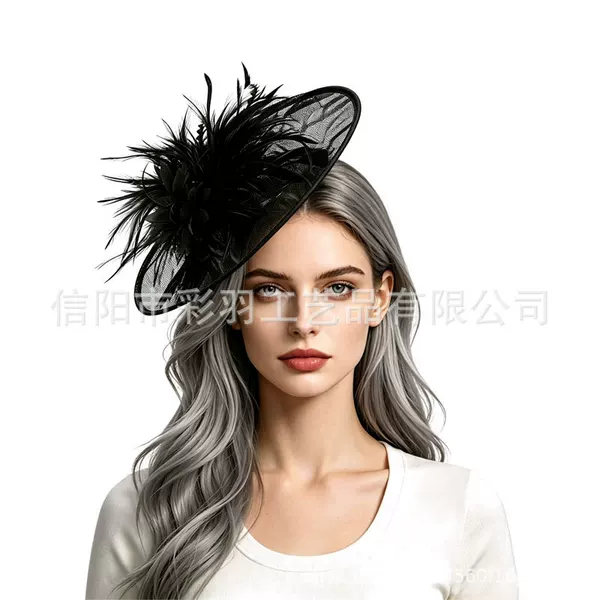 Cross-border best-selling headwear and hair accessories, hats, and hair accessories for the Horse Racing Festival, banquets, and parties, featuring feather decorations for an elegant look